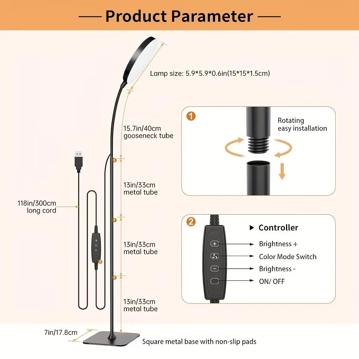 Flexible LED-Stehleuchte mit Schwanenhals — Dimmbare Lese- & Standleuchte