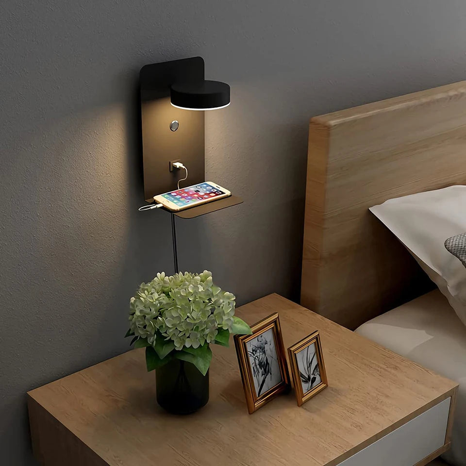 Modern LED Wall Lamp with Switch – Adjustable, 3 Color Modes