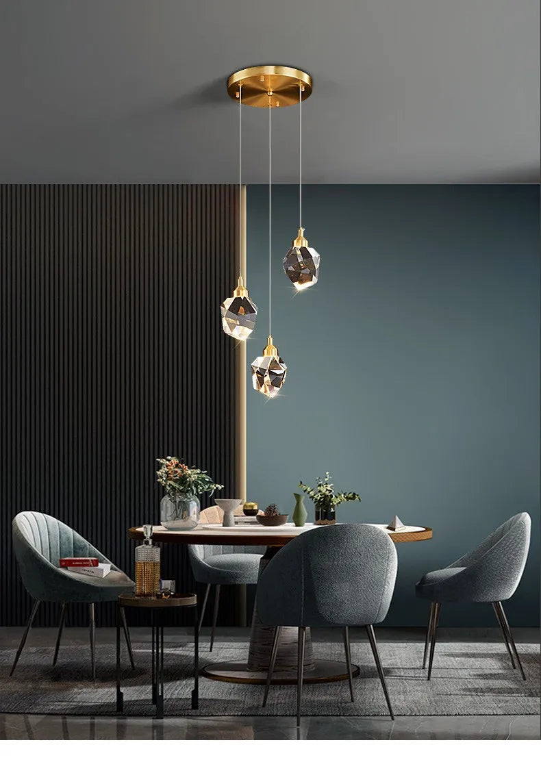 Modern LED Crystal Chandelier – 1, 2, 3 or 5 Heads | Pendant Light