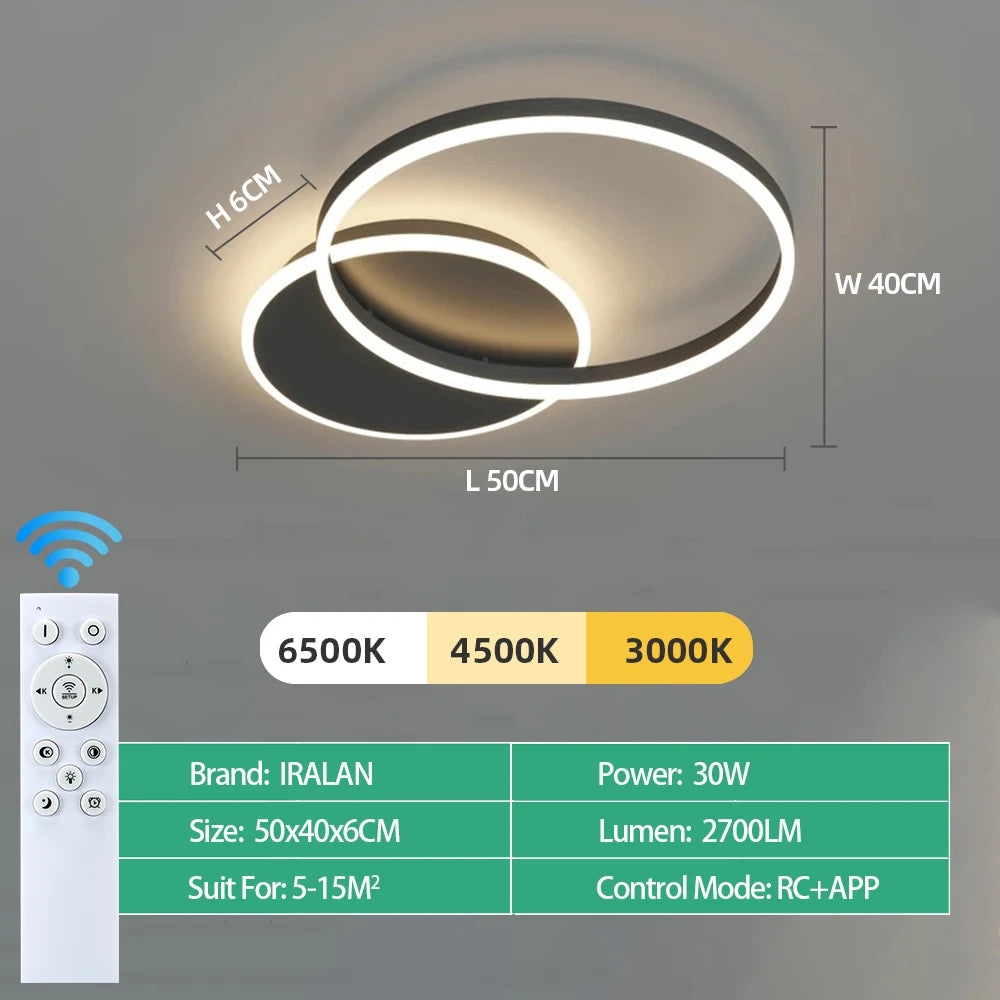 Modern LED Dimmable Ceiling Chandelier – Remote Control, 1–6 Heads
