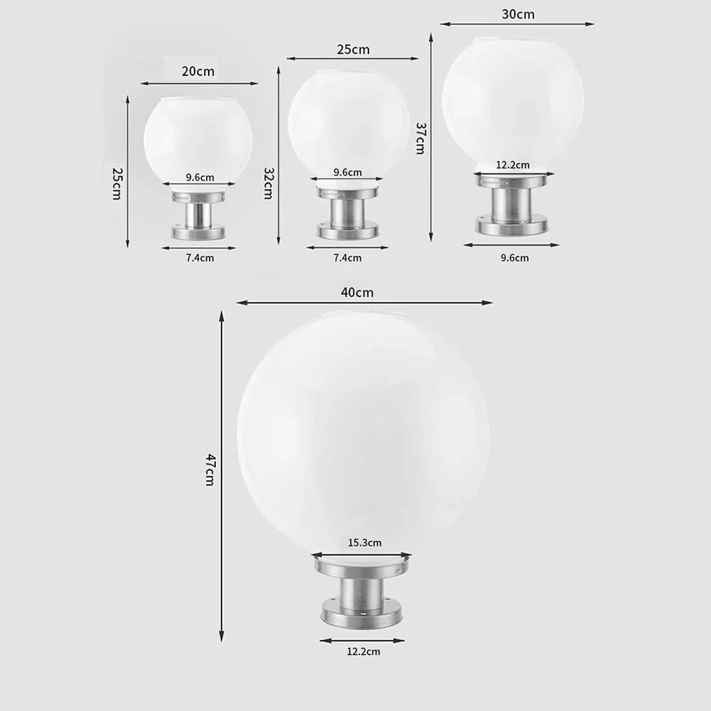 Solar Round Ball Column Lamp – Outdoor Garden & Courtyard Light