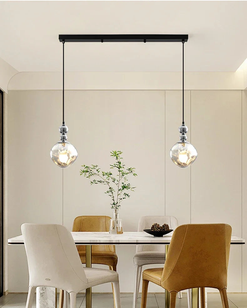 Modern LED Glass Pendant Chandelier – Smart Dimmable