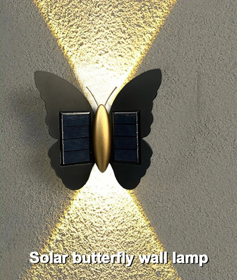 Schmetterling Solar-Wandleuchte | LED | Warm & Weiß | Gartendekoration