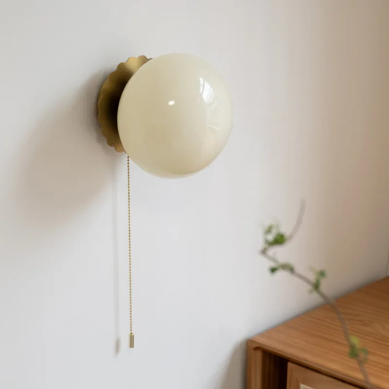 Modern Glass Ball Wall Lamp – E27 LED, Chrome & Copper Finishes
