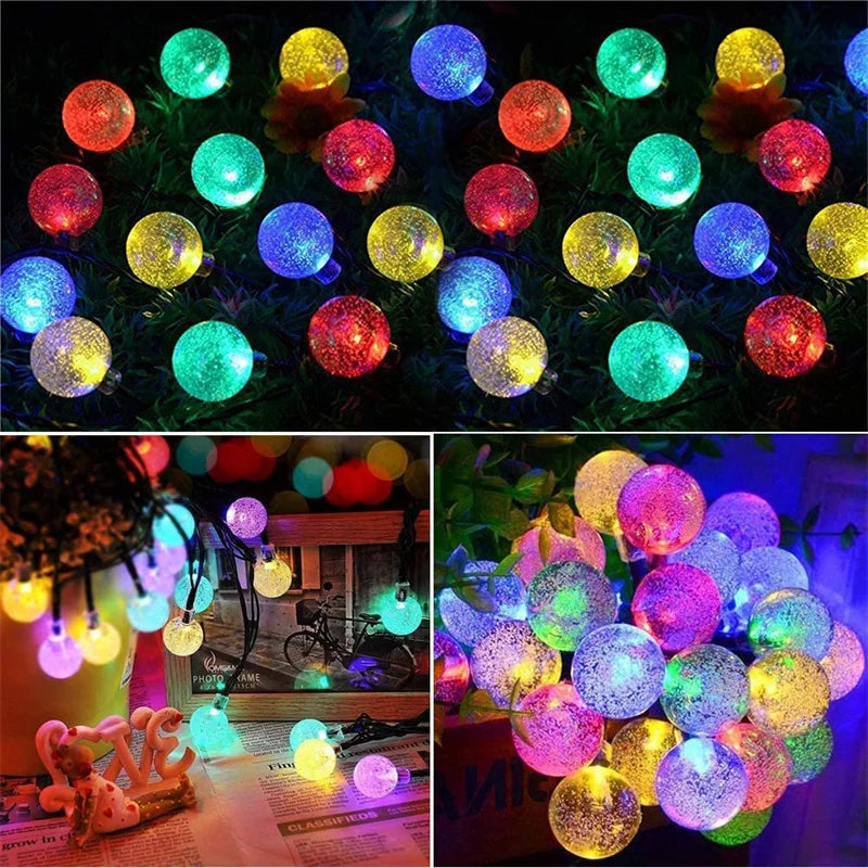 Solarne LED lampice u obliku kristalne kugle – vanjska vrtna i party rasvjeta