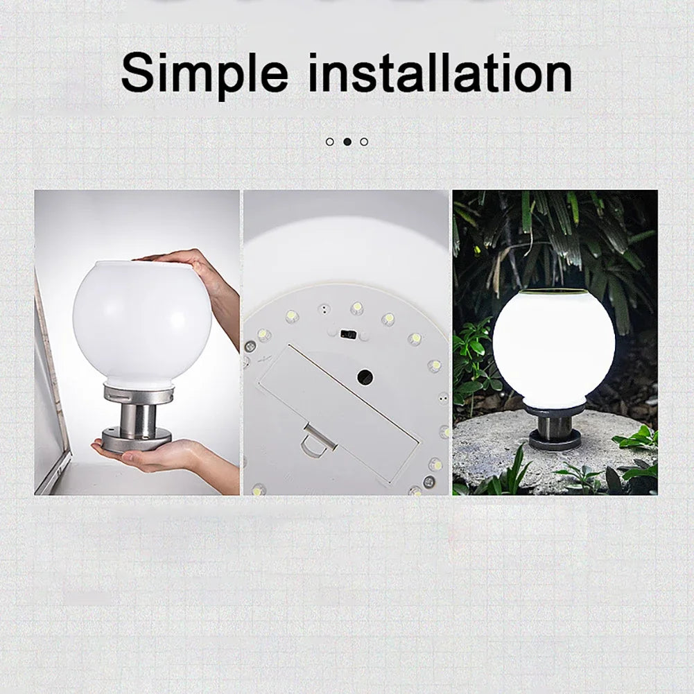 Solar Round Ball Column Lamp – Outdoor Garden & Courtyard Light