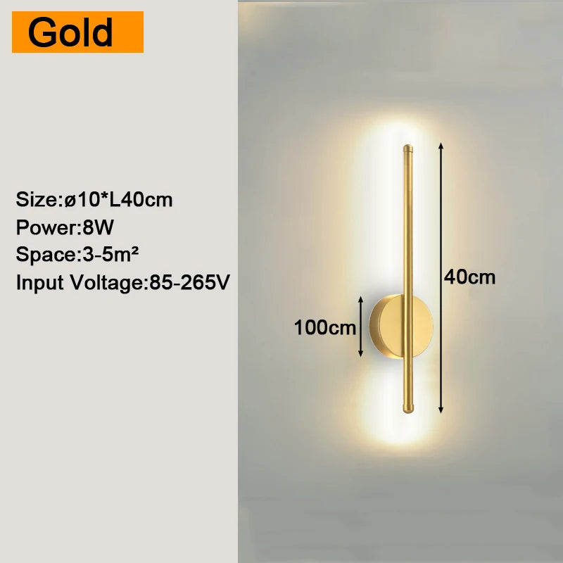 Modern LED Wall Sconce – Black or Gold, 5 Sizes, 4 Light Modes