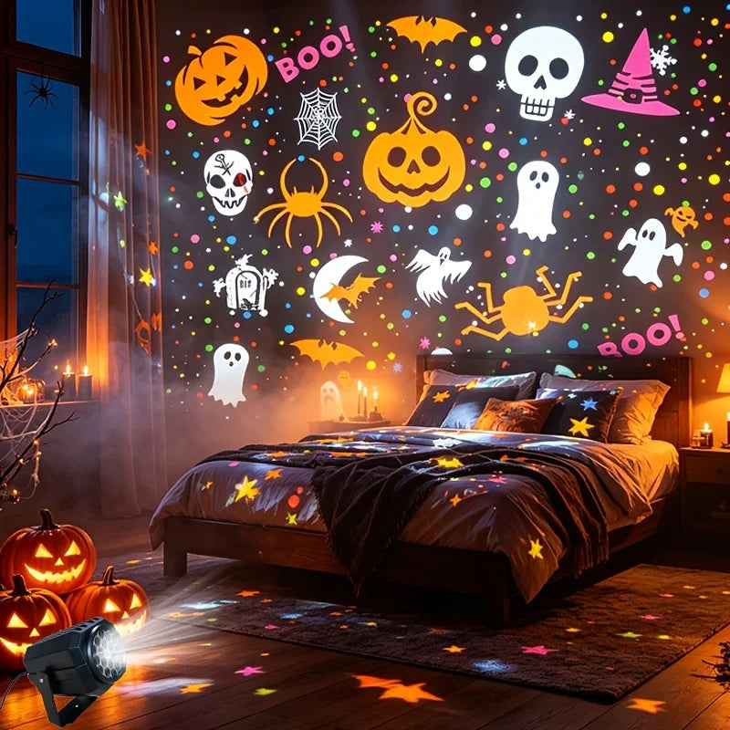 Halloween LED Projector Light – USB-Powered Rotating Patterns