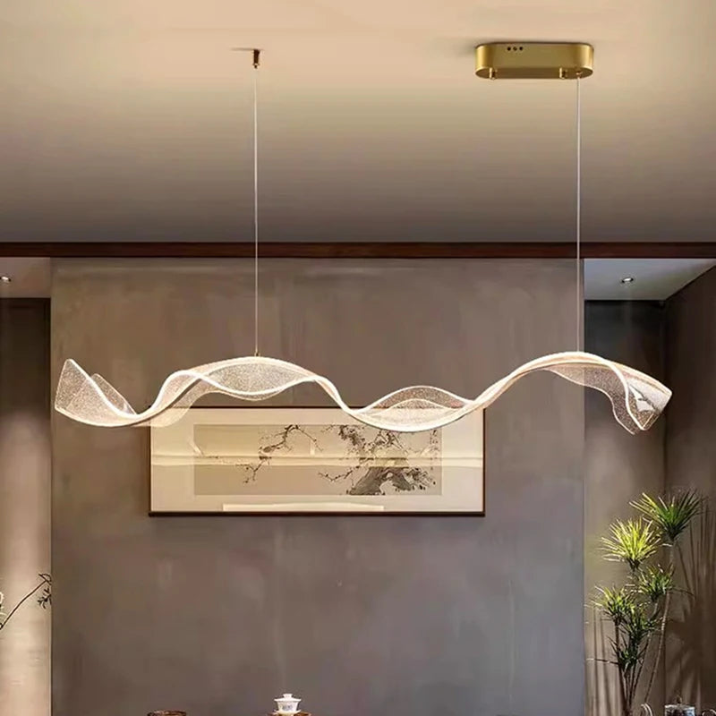 Modern LED Linear Pendant Light – Dimmable Dining Room Chandelier