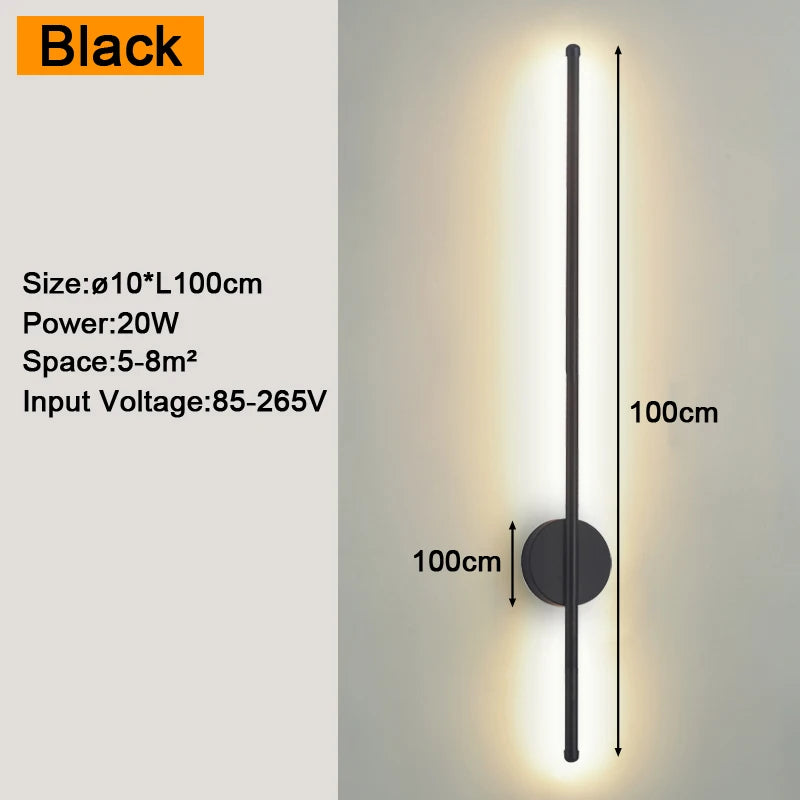 Modern LED Wall Sconce – Black or Gold, 5 Sizes, 4 Light Modes