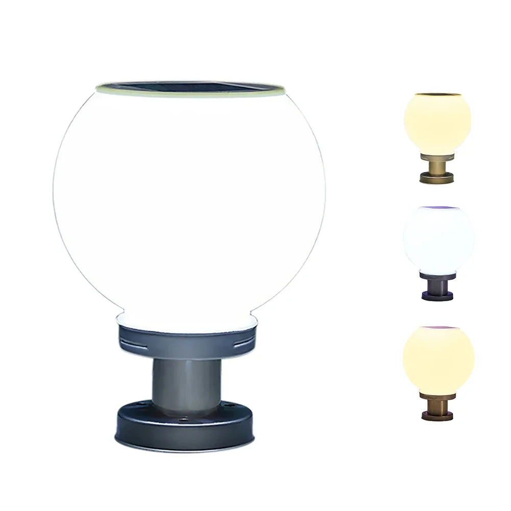 Solar Round Ball Column Lamp – Outdoor Garden & Courtyard Light
