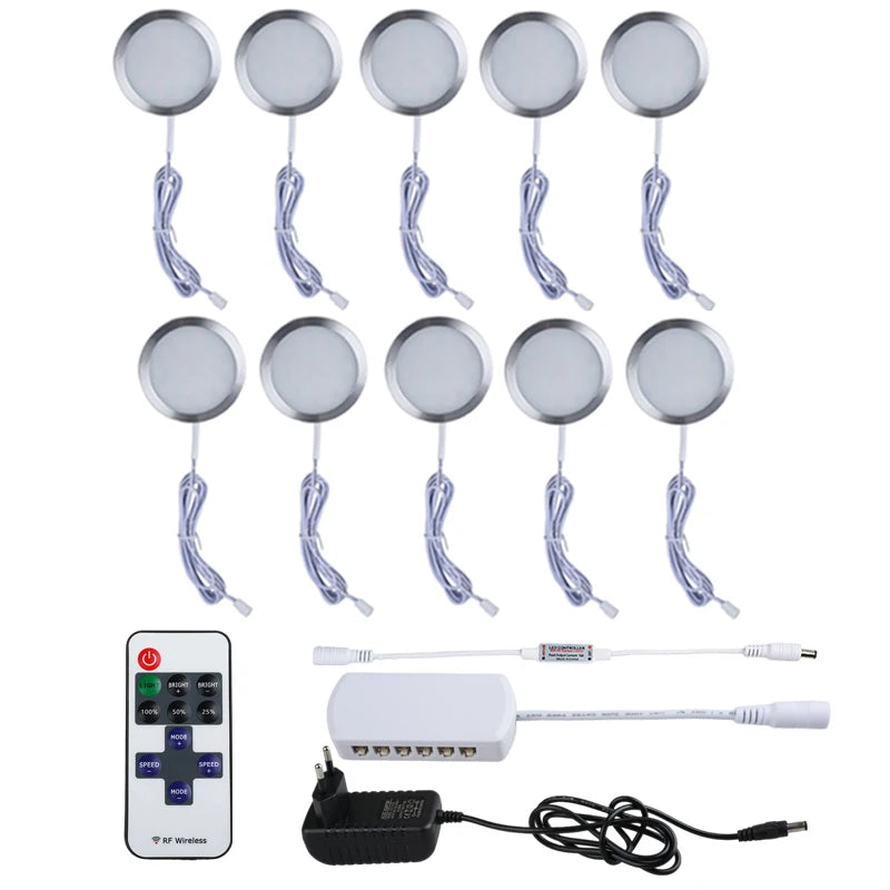 LED Puck Lights with RF Remote – Dimmable Under Cabinet Lighting