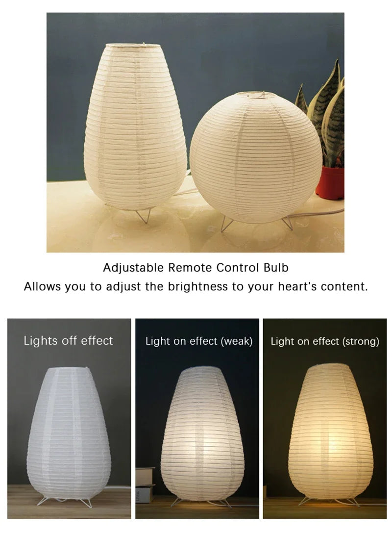 Wabi Sabi Reispapier Tischlampe – Nordische Nachttischlampe | AlohaHome