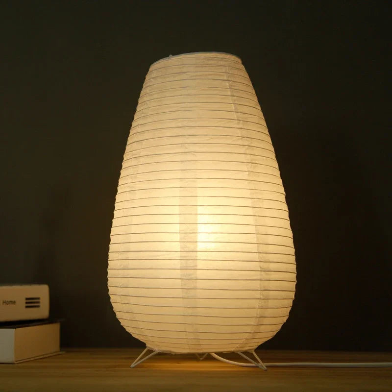 Wabi Sabi Reispapier Tischlampe – Nordische Nachttischlampe | AlohaHome