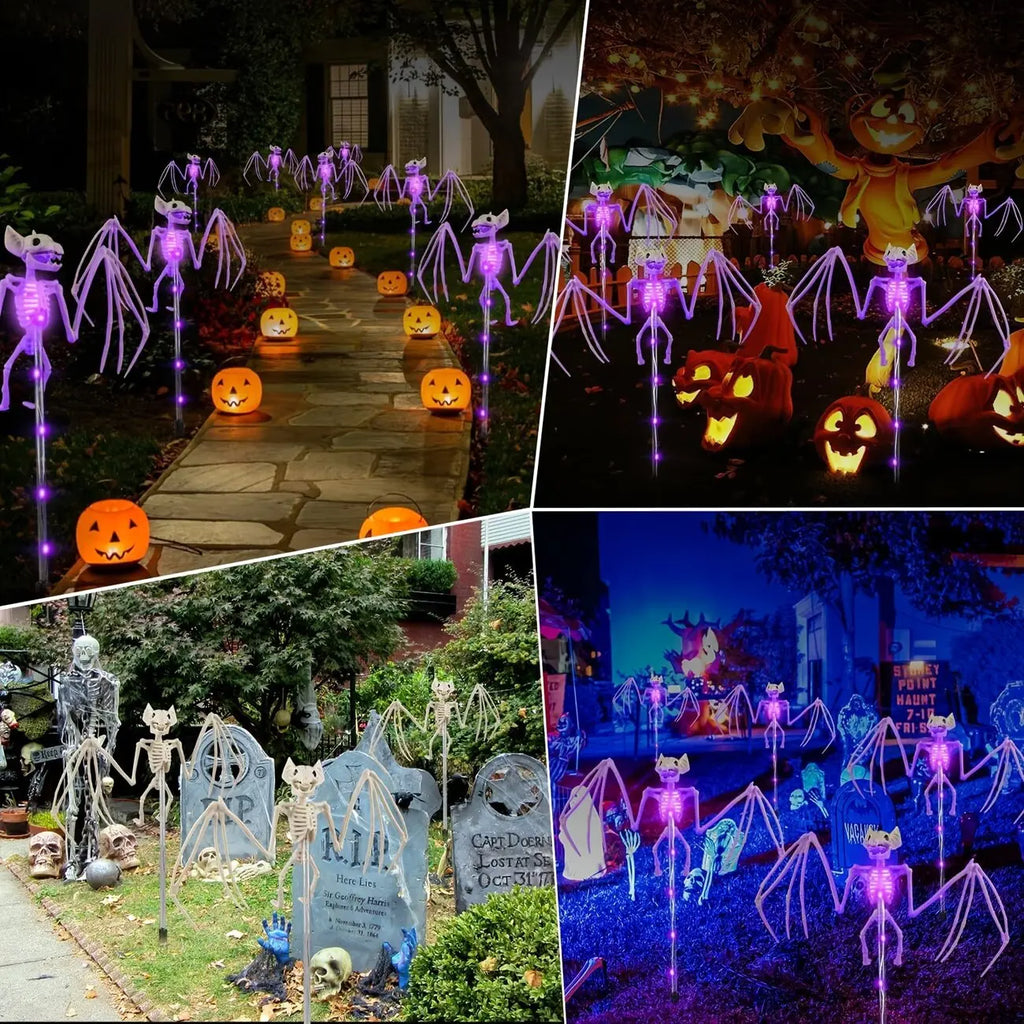 Halloween Solar LED Garden Stake Lights – Bat & Skeleton Designs