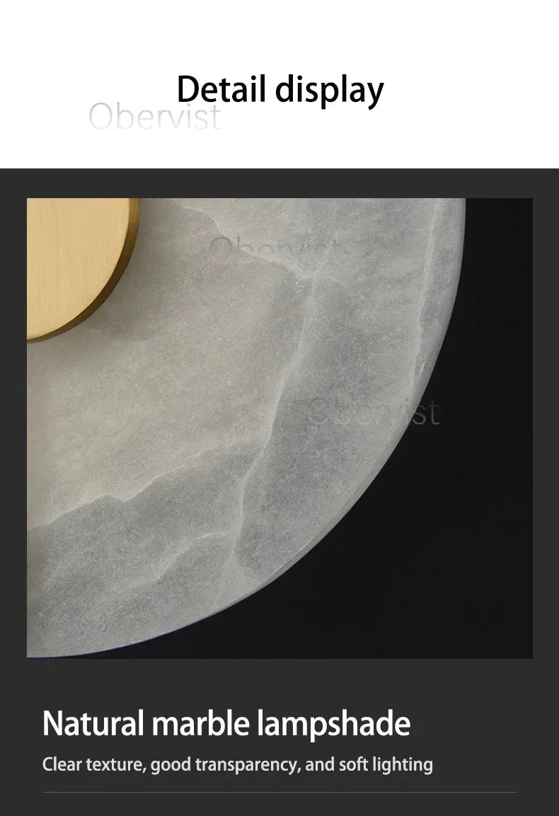 Alabaster Marble LED Wall Sconce – 20cm, Gold & Black, 3 Colour Temps