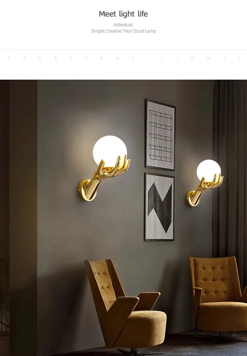 Harz & Glas LED-Wandleuchte – Gold Moderne Deko | AlohaHome