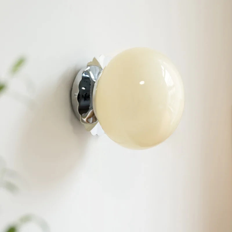 Modern Glass Ball Wall Lamp – E27 LED, Chrome & Copper Finishes