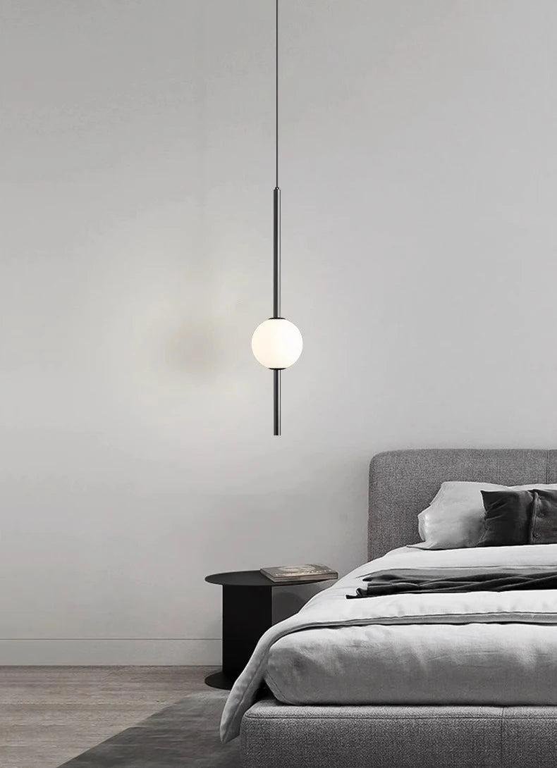 Modern LED Bedside Pendant Light – 1 or 2 Heads, 4 Light Modes