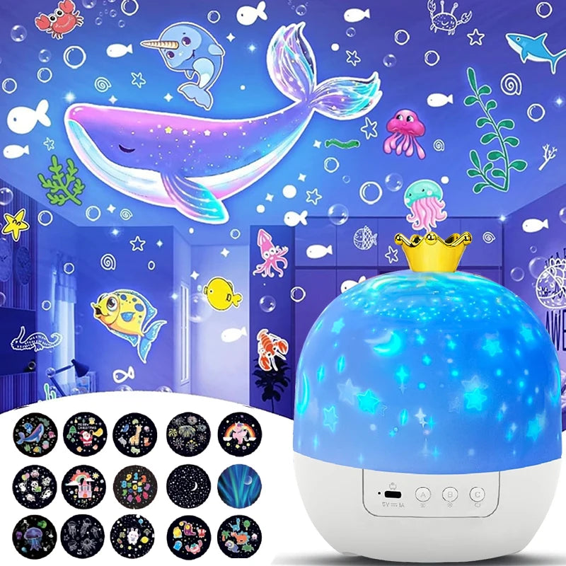Star & Ocean LED Night Light Projector – 5 Films, 4 Colours, 360° Rotation