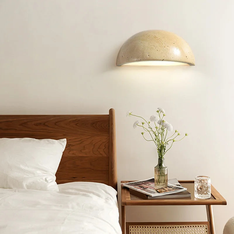 Japanese Wabi-Sabi Stone Wall Lamp – G4 LED, Yellow Cave Design