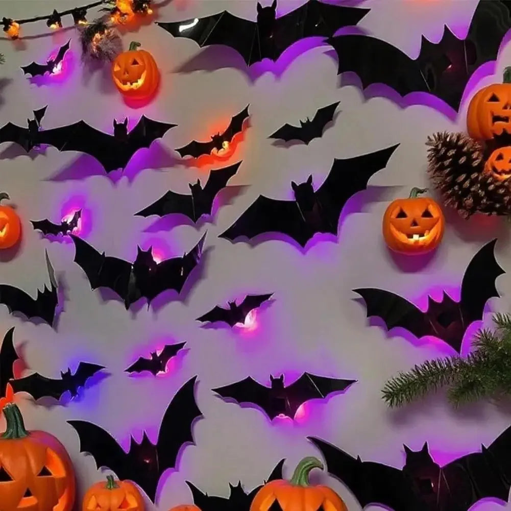Halloween 3D Bat & Spider LED Wall Stickers