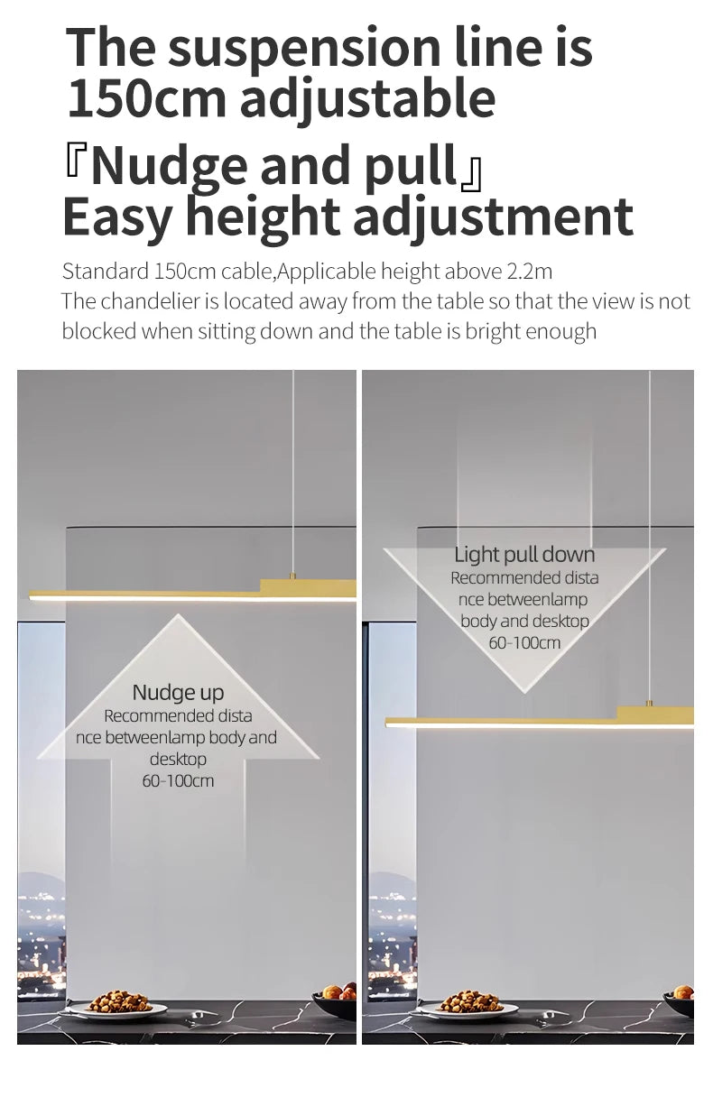 Modern Minimalist LED Pendant Light – Gold Linear Chandelier
