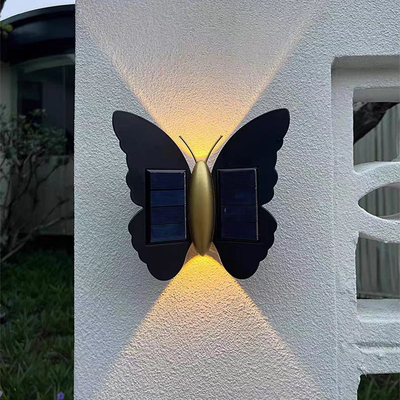 Schmetterling Solar-Wandleuchte | LED | Warm & Weiß | Gartendekoration