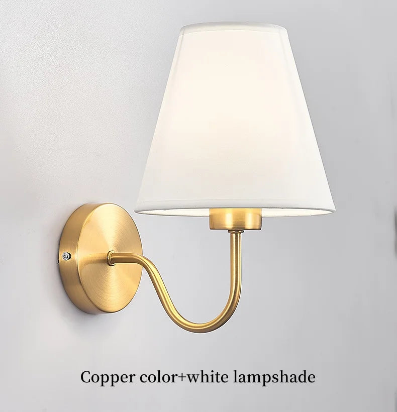 Retro E27 Fabric Wall Lamp – Iron & Cloth, 4 Shade Colors