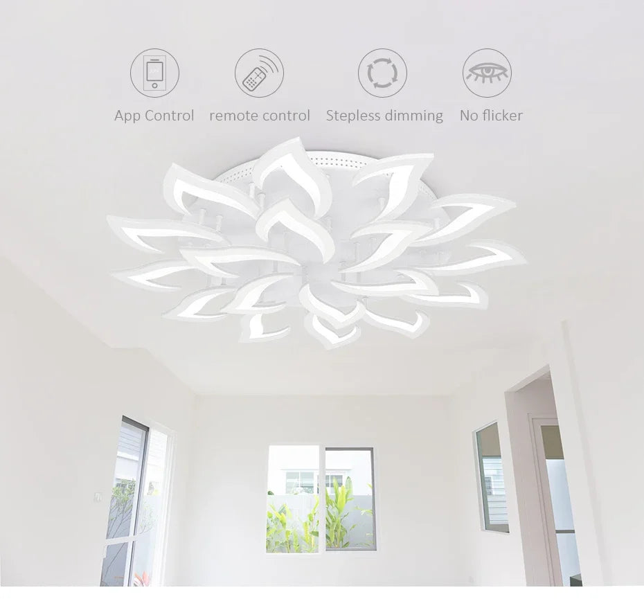 Nordic Smart LED Ceiling Lamp – APP & Remote Control, 5–18 Heads, Dimmable