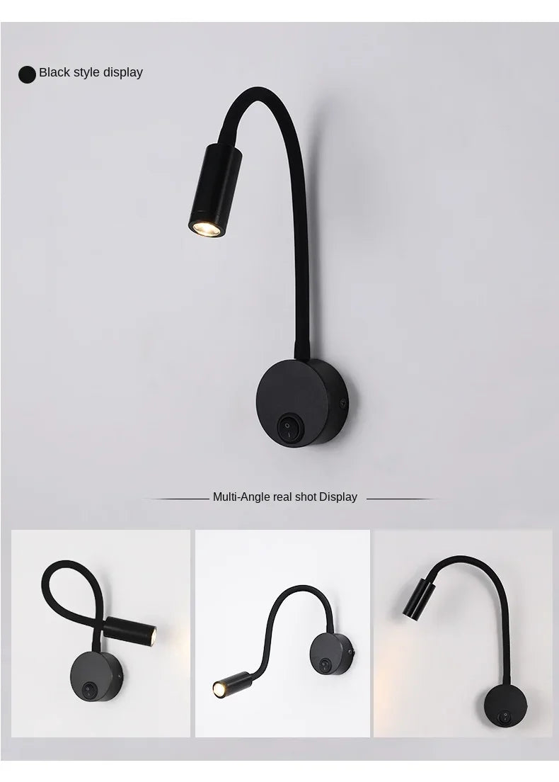 LED Gooseneck Wall Lamp – 360° Rotating Spotlight