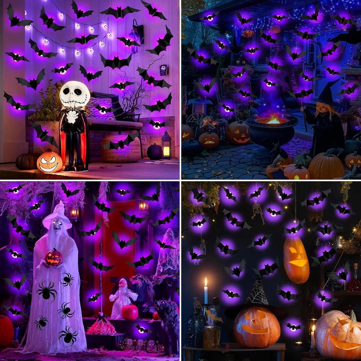 Halloween 3D Bat & Spider LED Wall Stickers
