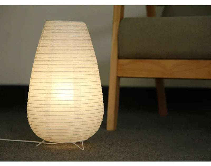 Wabi Sabi Reispapier Tischlampe – Nordische Nachttischlampe | AlohaHome