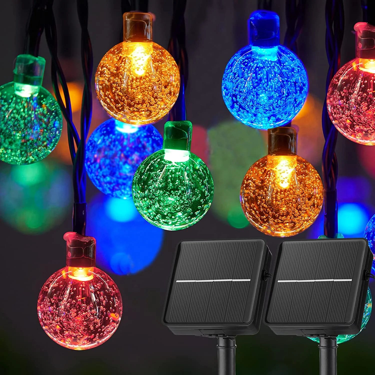 Solarne LED lampice u obliku kristalne kugle – vanjska vrtna i party rasvjeta