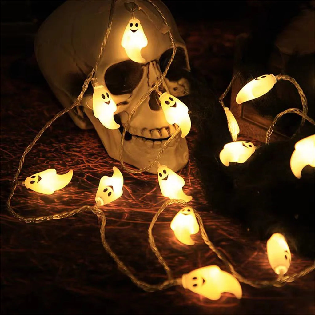 Halloween Ghost LED String Lights – Battery-Powered