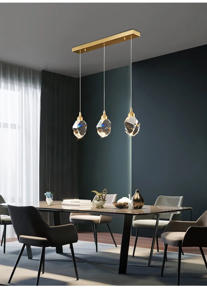 Modern LED Crystal Chandelier – 1, 2, 3 or 5 Heads | Pendant Light