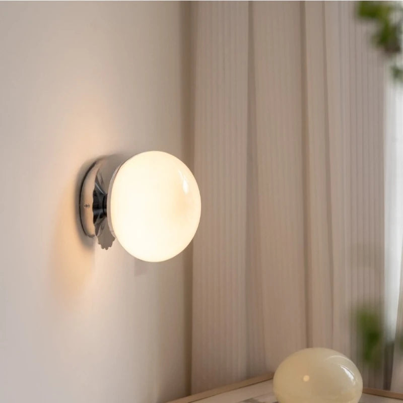 Modern Glass Ball Wall Lamp – E27 LED, Chrome & Copper Finishes