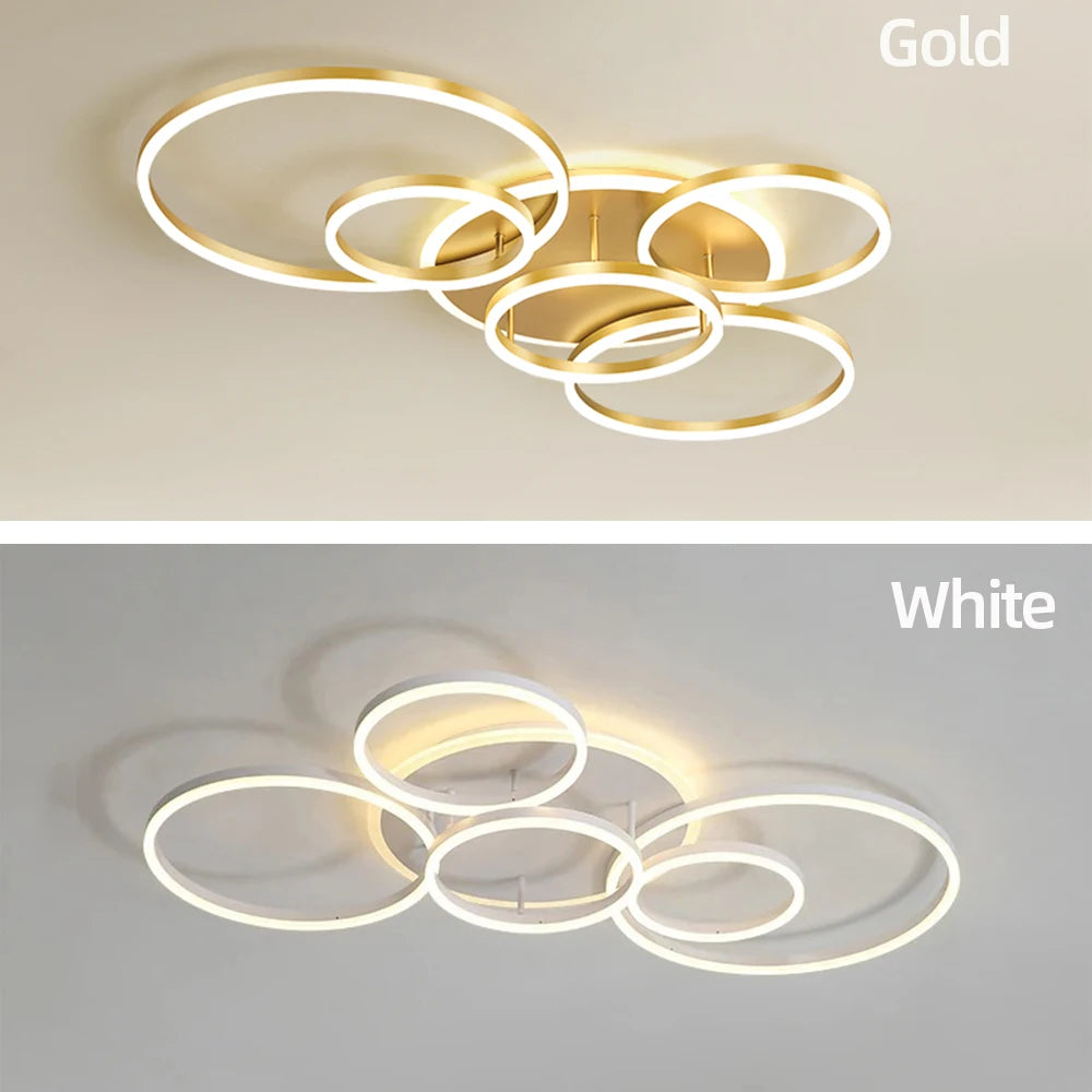 Modern LED Dimmable Ceiling Chandelier – Remote Control, 1–6 Heads