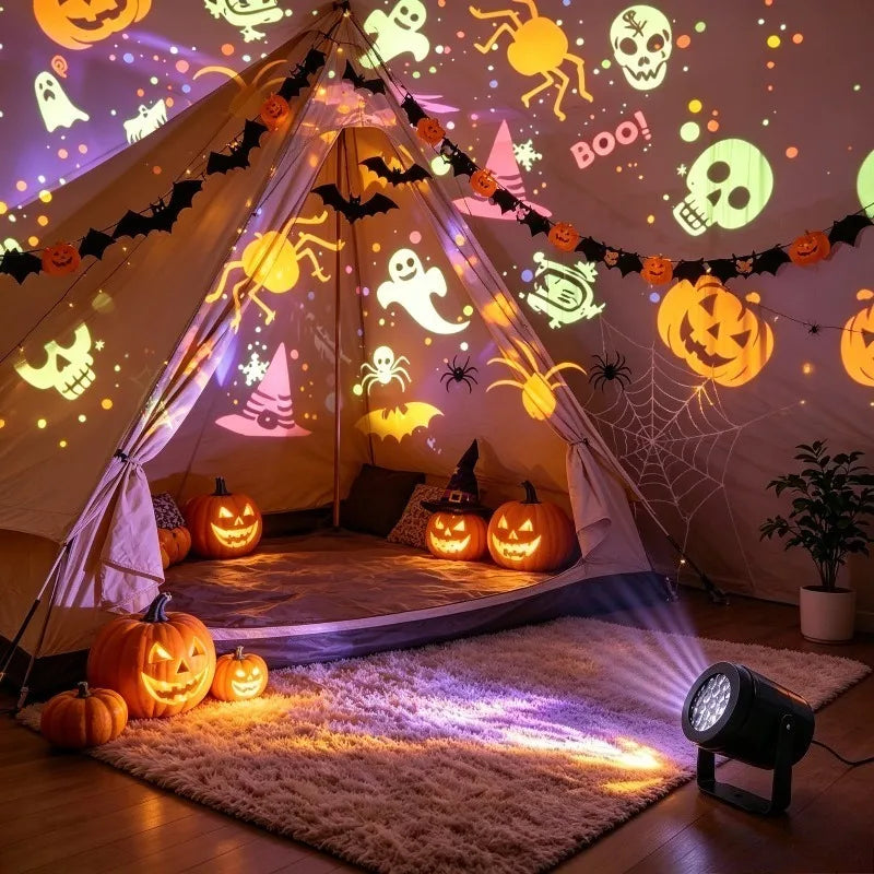 Halloween LED Projector Light – USB-Powered Rotating Patterns