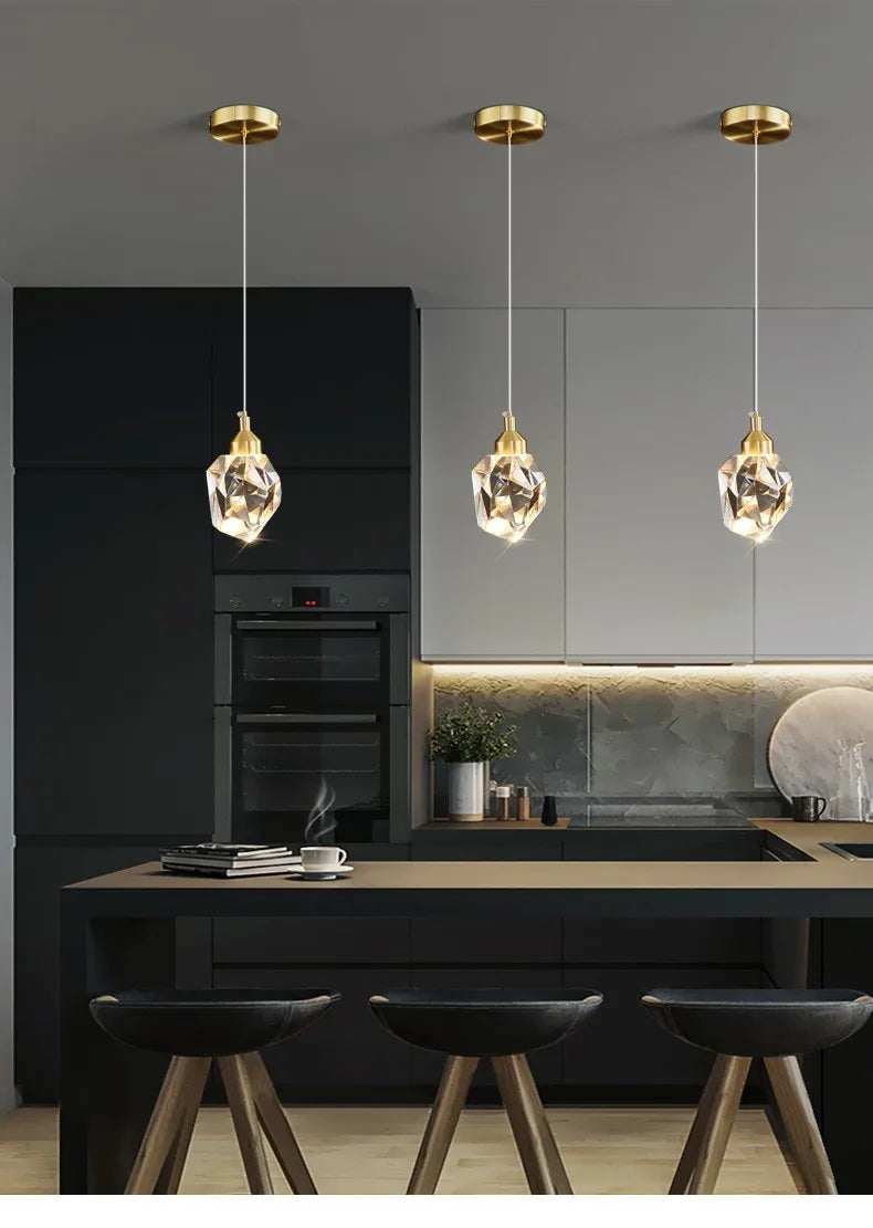 Modern LED Crystal Chandelier – 1, 2, 3 or 5 Heads | Pendant Light