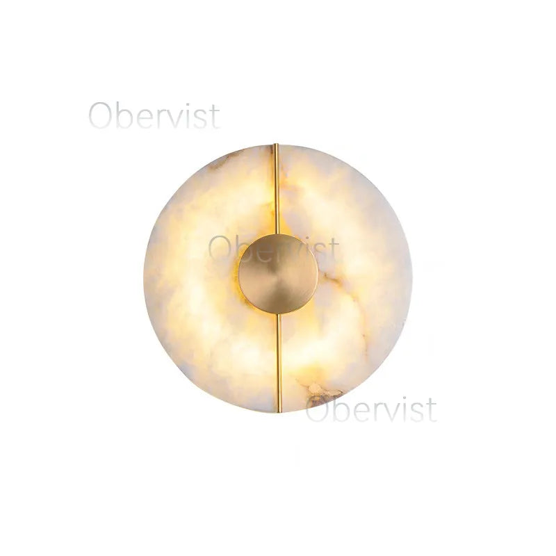 Alabaster Marble LED Wall Sconce – 20cm, Gold & Black, 3 Colour Temps