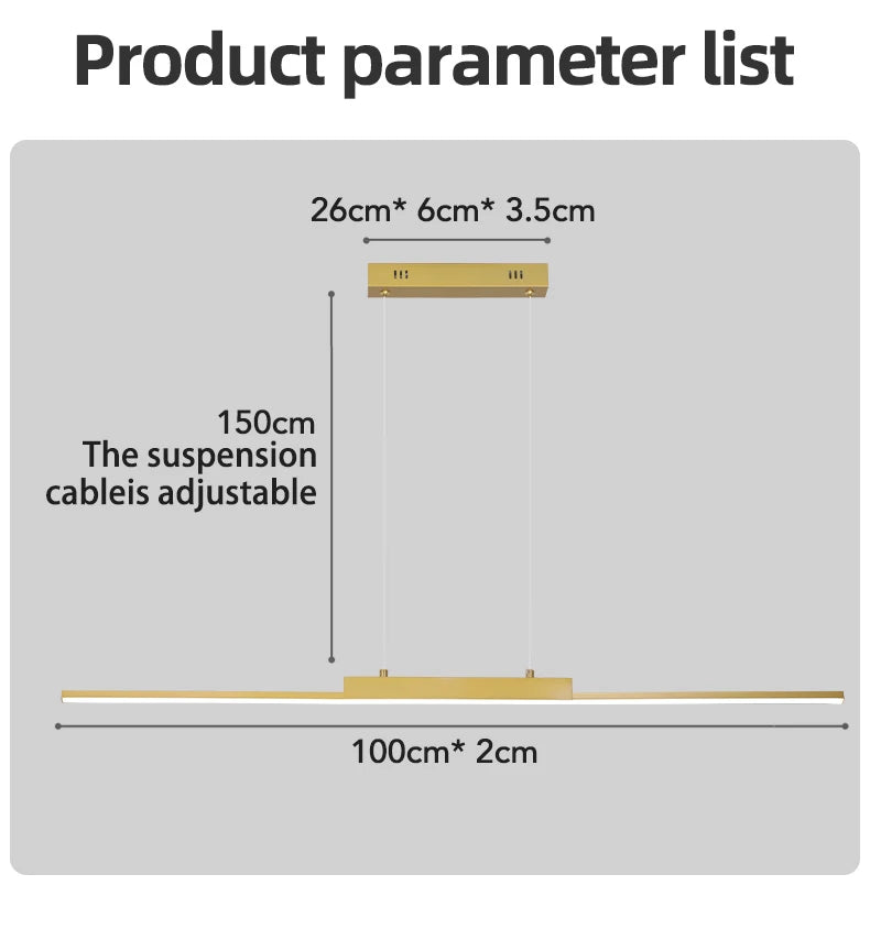 Modern Minimalist LED Pendant Light – Gold Linear Chandelier