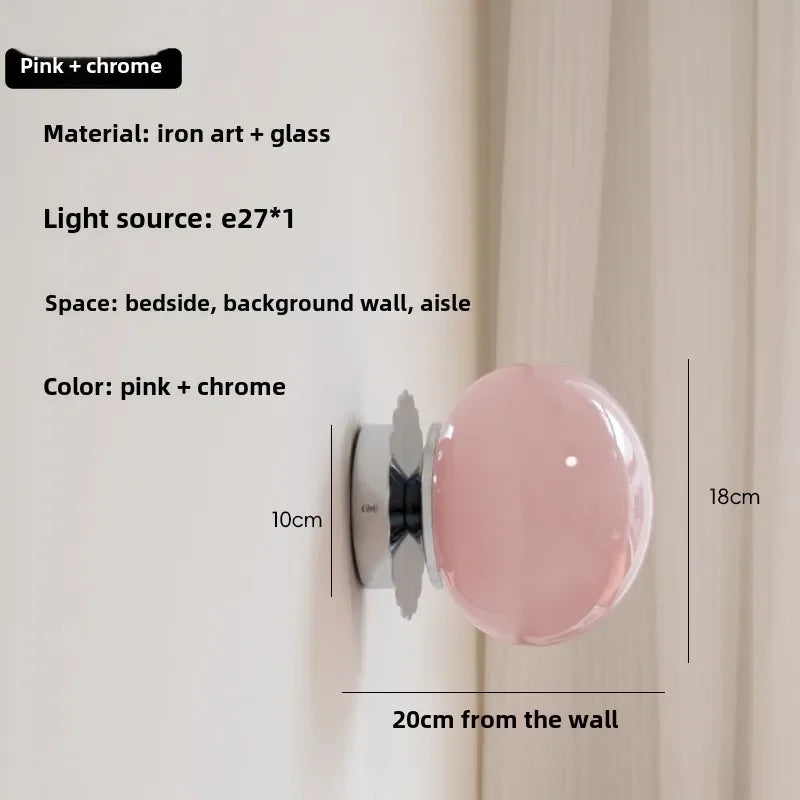 Modern Glass Ball Wall Lamp – E27 LED, Chrome & Copper Finishes