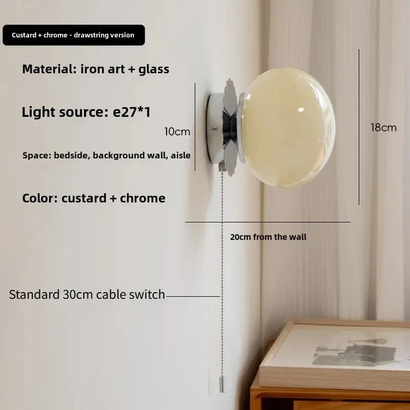Modern Glass Ball Wall Lamp – E27 LED, Chrome & Copper Finishes