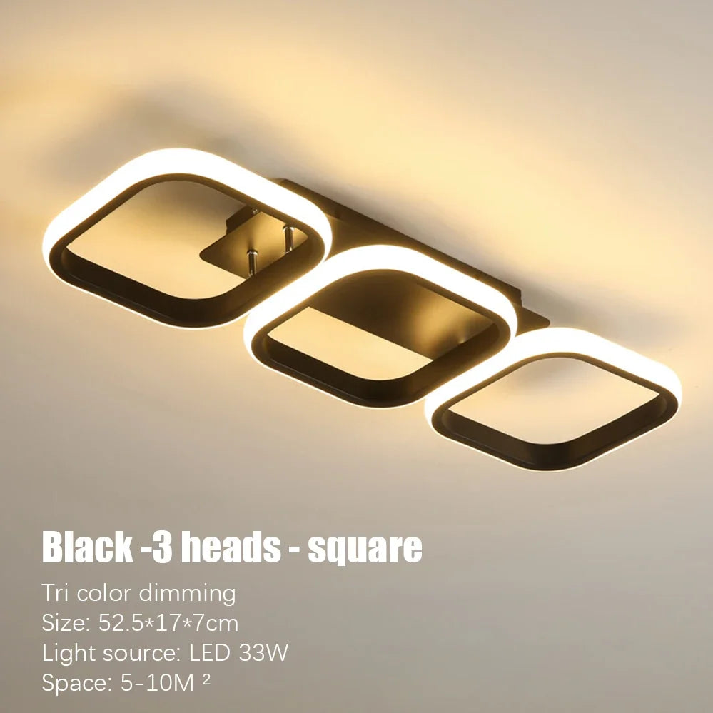 Nordic LED Ceiling Lamp – Square & Round, 20W/30W, 3-Colour Light