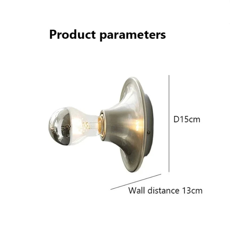 Nordic Retro Wall Lamp – 15cm Iron, 6 Colours | Bedroom & Hallway