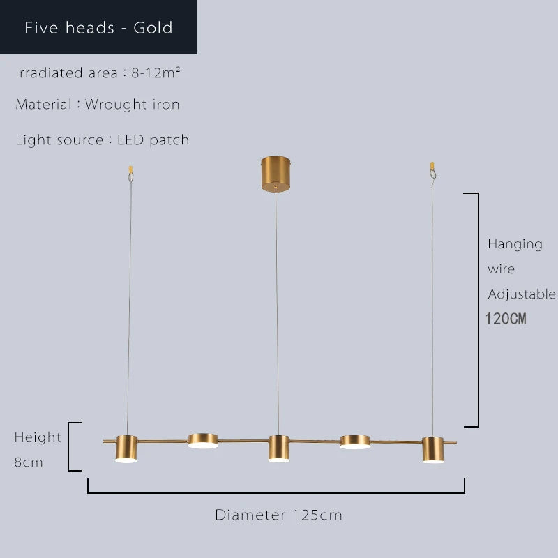 Modern LED Chandelier – Dimmable Multi-Head Ceiling Light