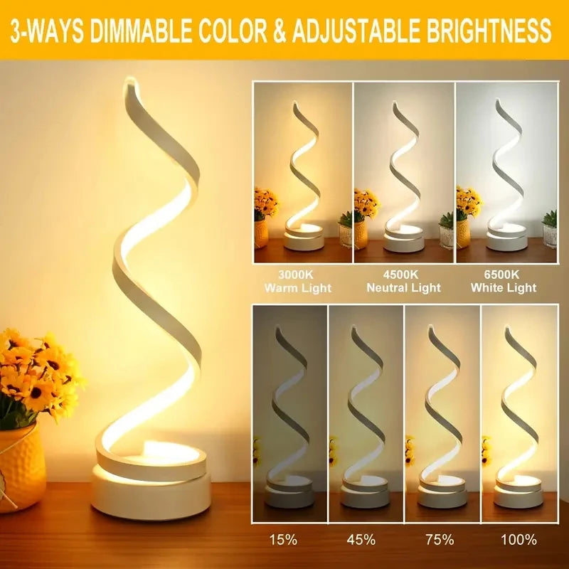 Prigušiva spiralna stolna lampa na dodir – USB noćna svjetiljka | AlohaHome