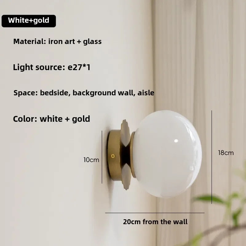 Modern Glass Ball Wall Lamp – E27 LED, Chrome & Copper Finishes