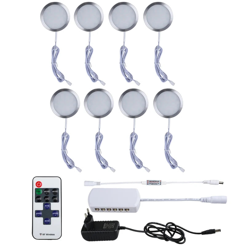 LED Puck Lights with RF Remote – Dimmable Under Cabinet Lighting